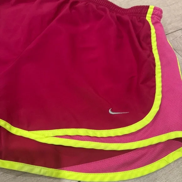 Nike Dri-Fit Women’s Running Shorts Liner Red Pink Yellow Size Large - Picture 2 of 9
